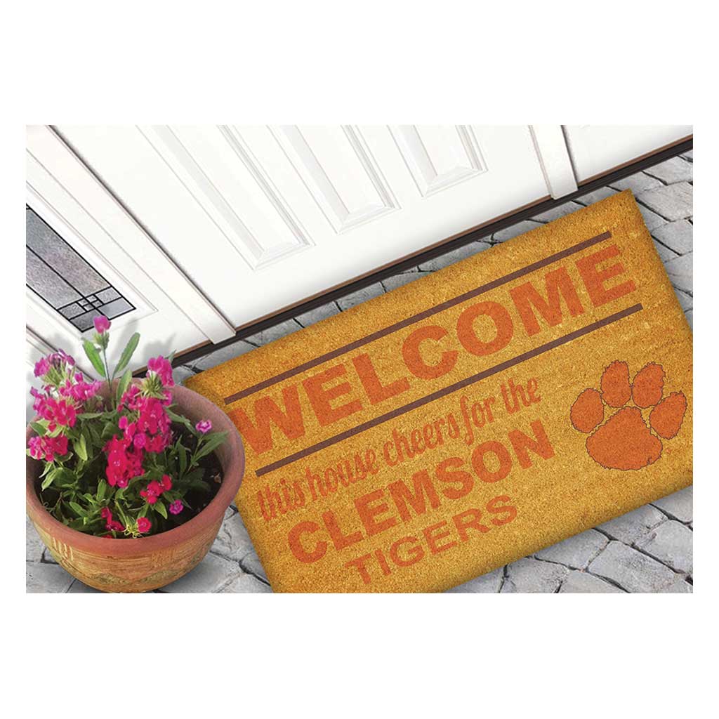 Team Coir Doormat Welcome Clemson Tigers