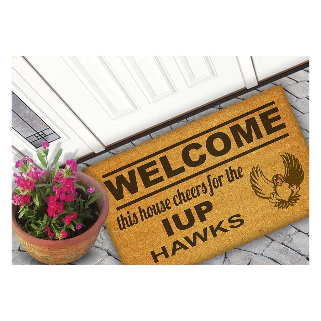 Team Coir Doormat Welcome Indiana University of Pennsylvania Crimson Hawks