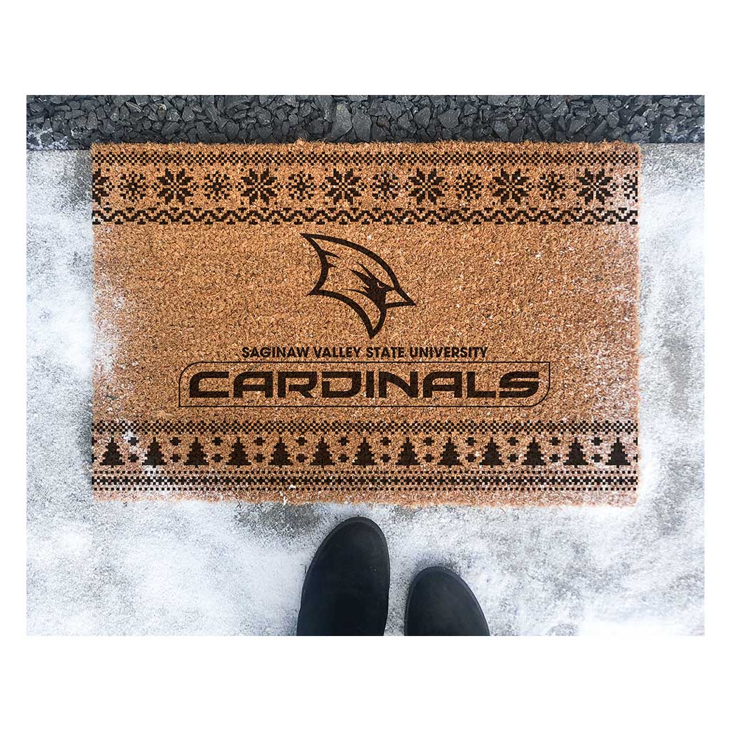 Team Coir Doormat Holiday Logo Saginaw Valley State University Cardinals