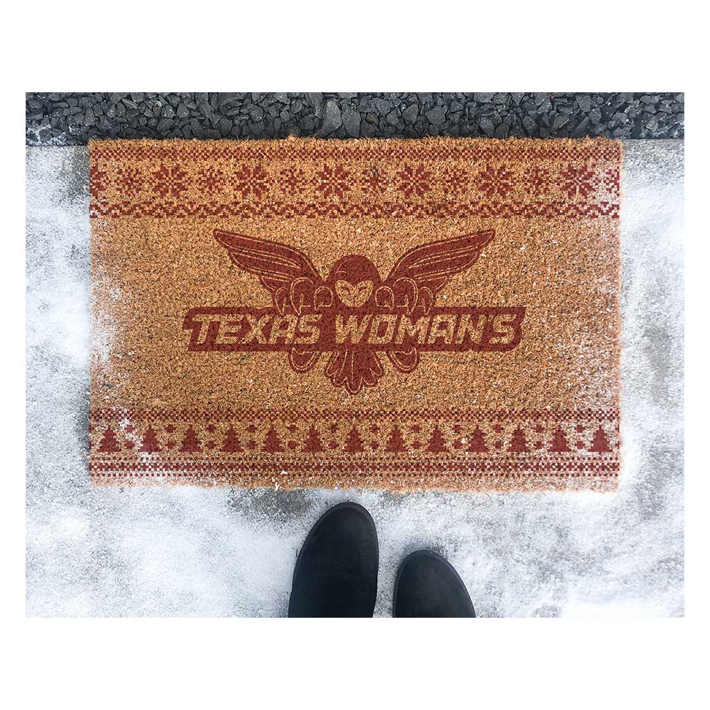 Team Coir Doormat Holiday Logo Texas Women's University Pioneers