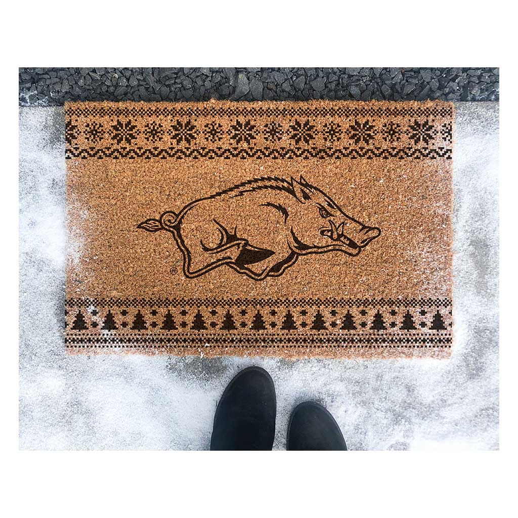 Team Coir Doormat Holiday Logo Arkansas Razorbacks