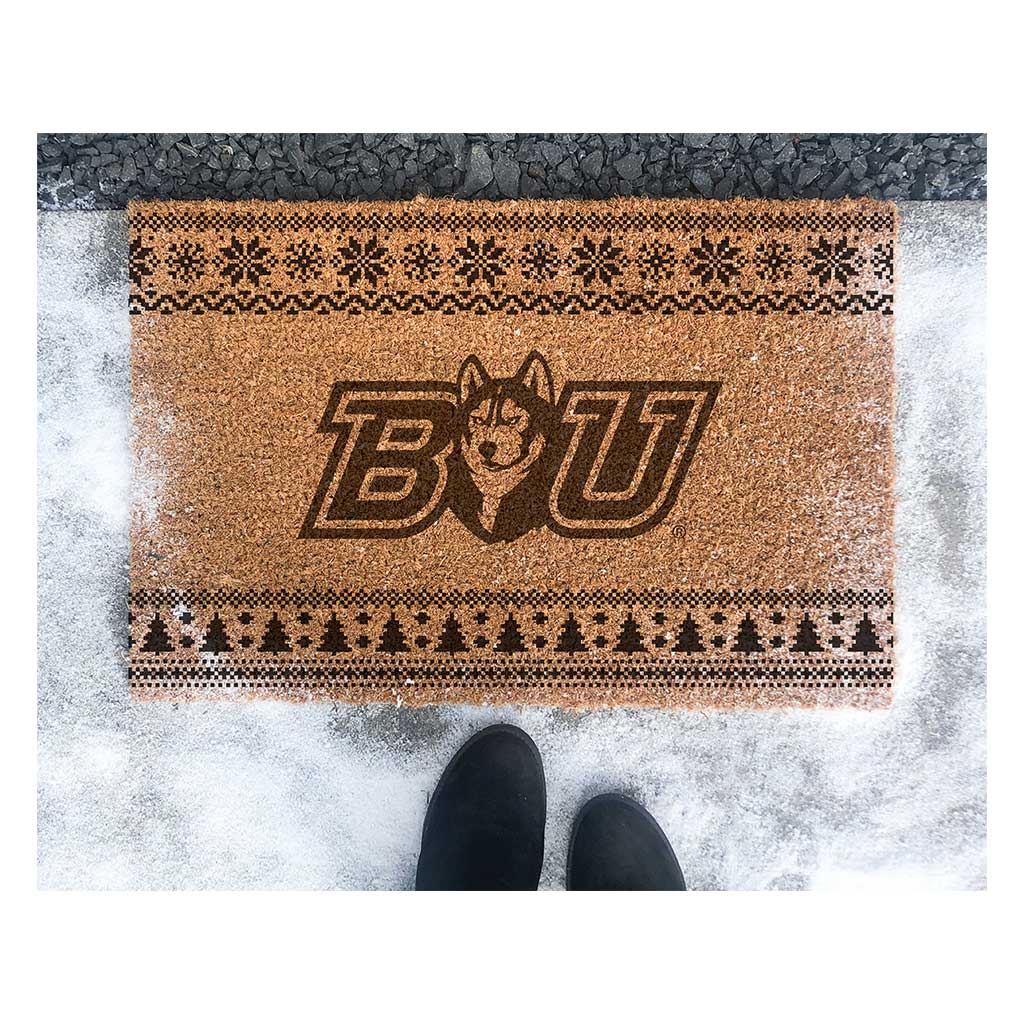 Team Coir Doormat Holiday Logo Bloomsburg Huskies