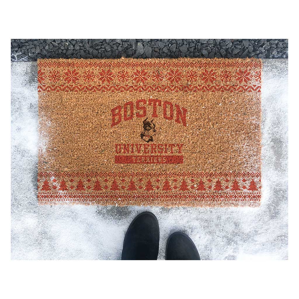 Team Coir Doormat Holiday Logo Boston University Terriers