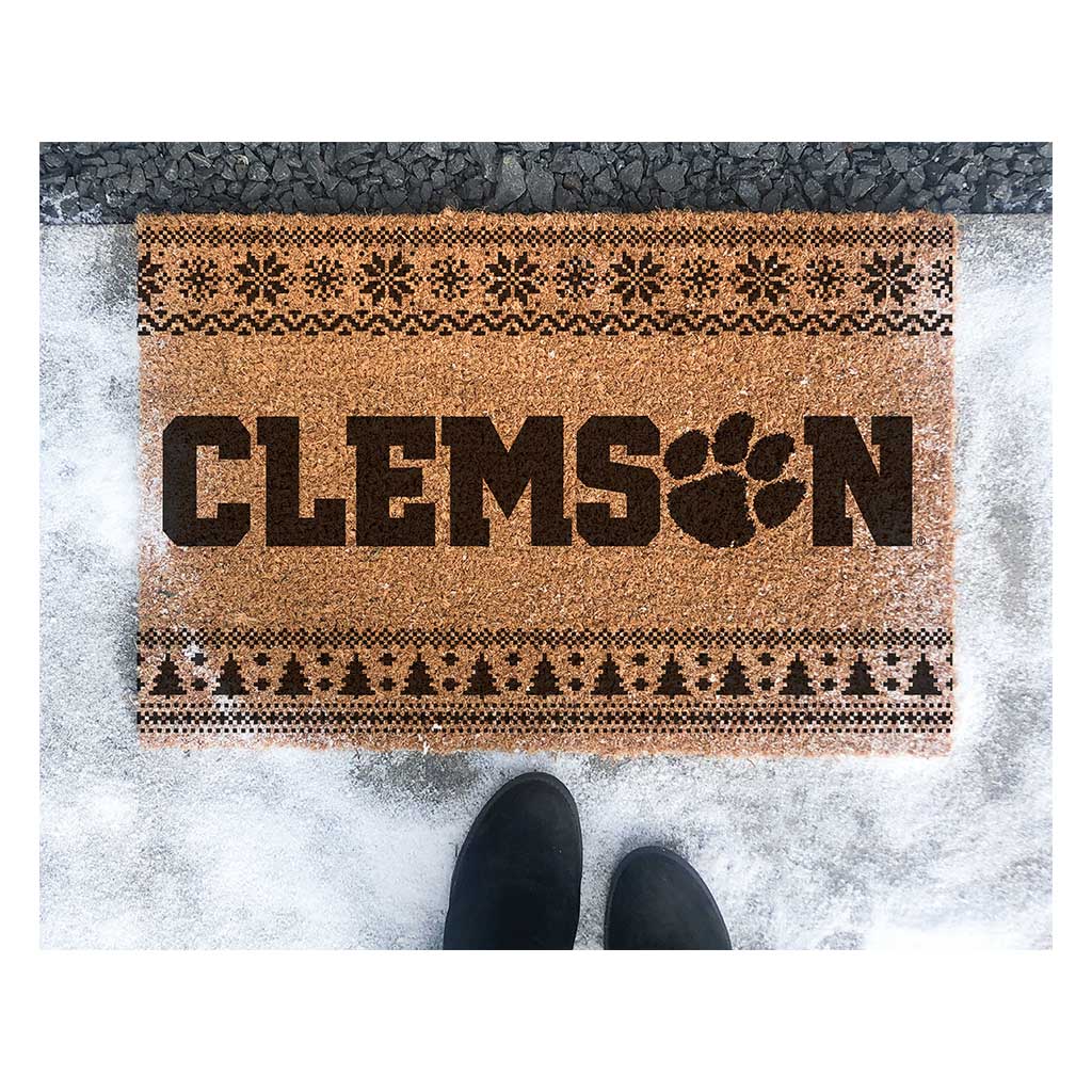 Team Coir Doormat Holiday Logo Clemson Tigers