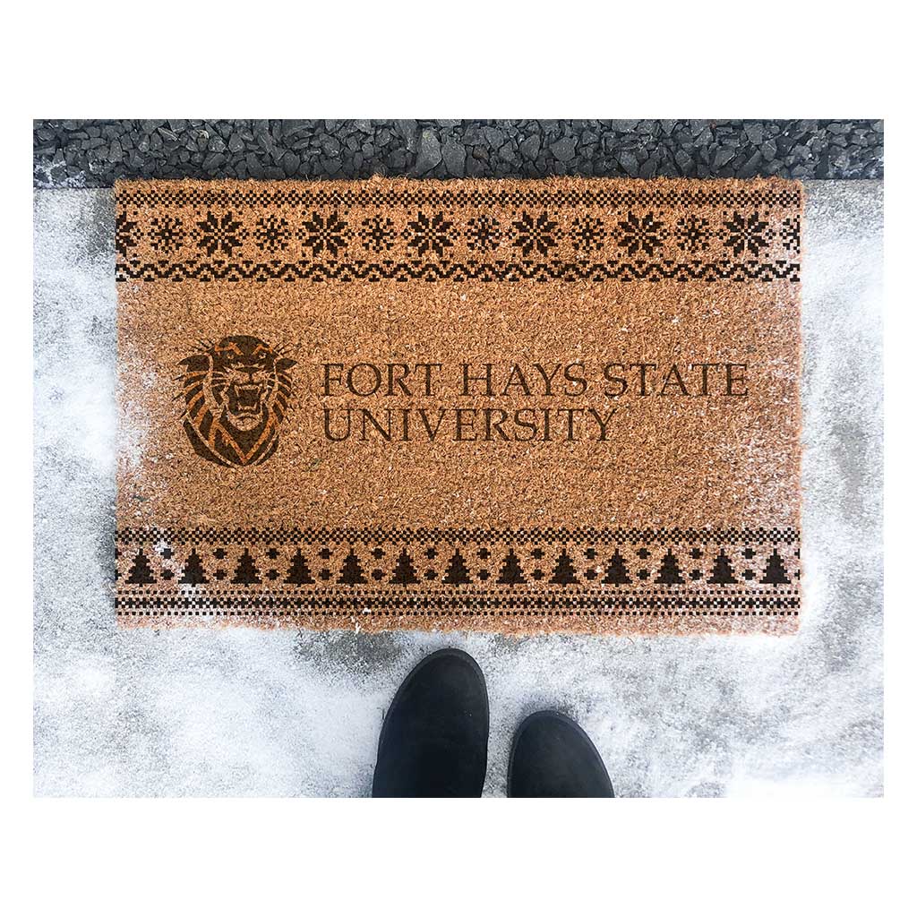 Team Coir Doormat Holiday Logo Fort Hays State Tigers