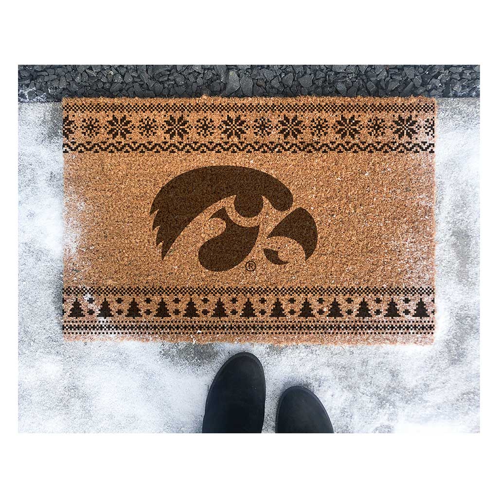 Team Coir Doormat Holiday Logo Iowa Hawkeyes