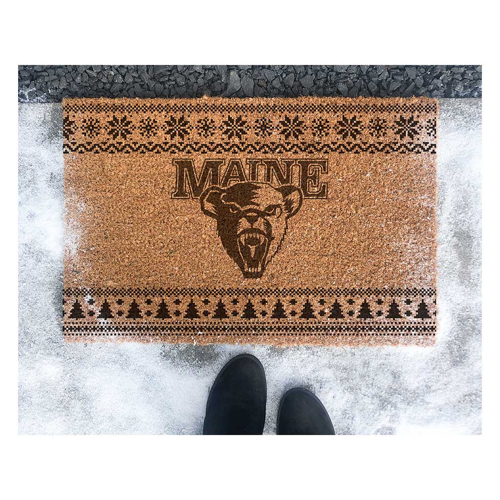 Team Coir Doormat Holiday Logo University of Maine Black Bears