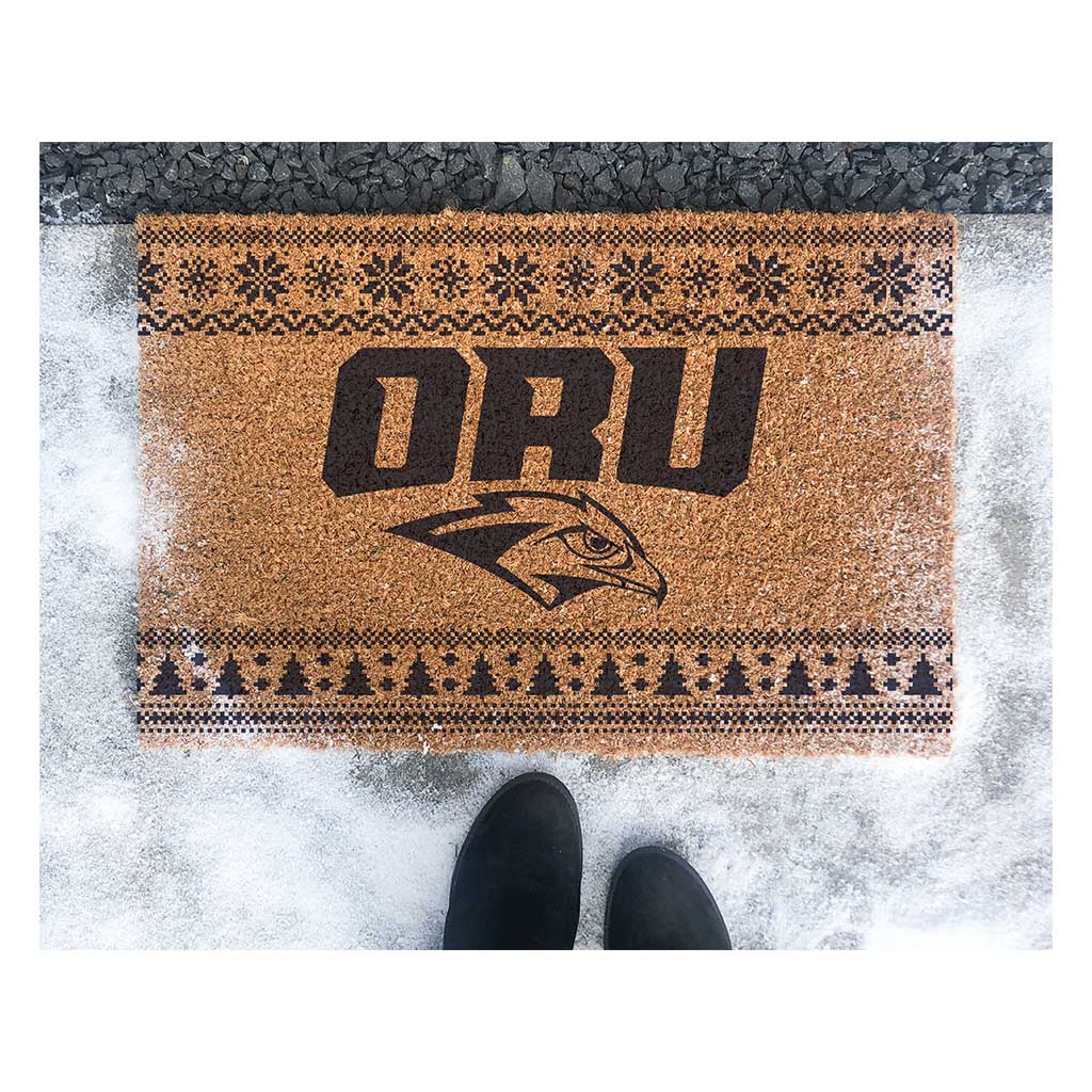 Team Coir Doormat Holiday Logo Oral Roberts Golden Eagles