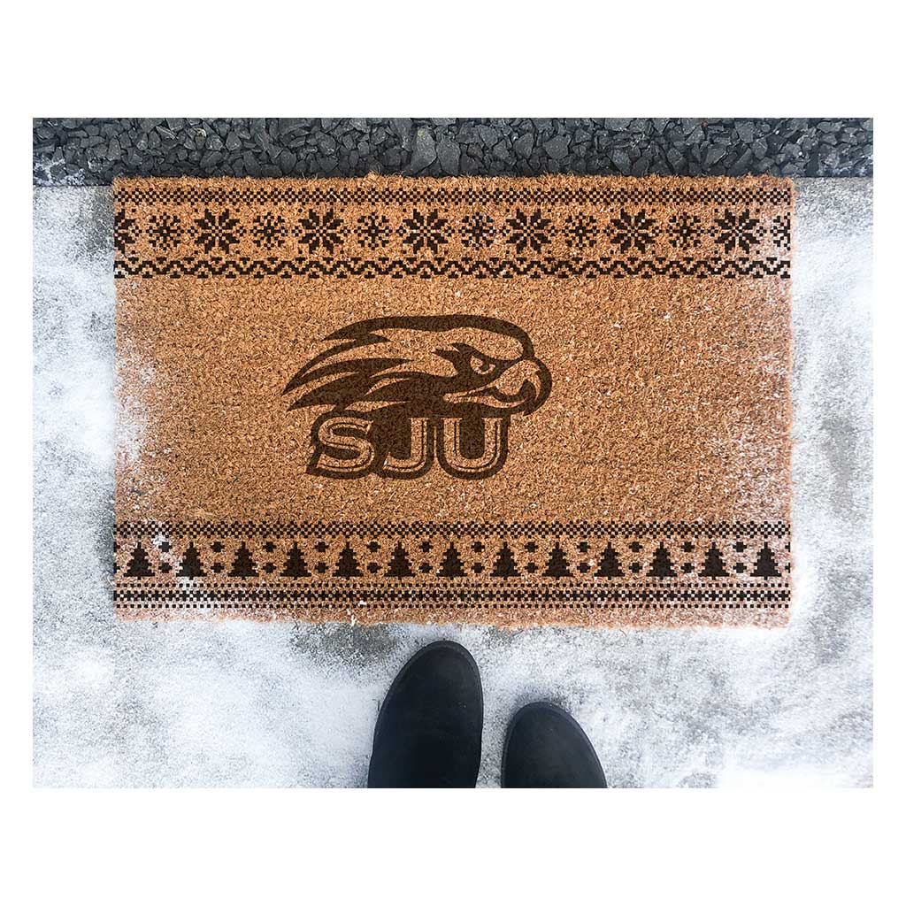 Team Coir Doormat Holiday Logo Saint Joseph's University Hawks