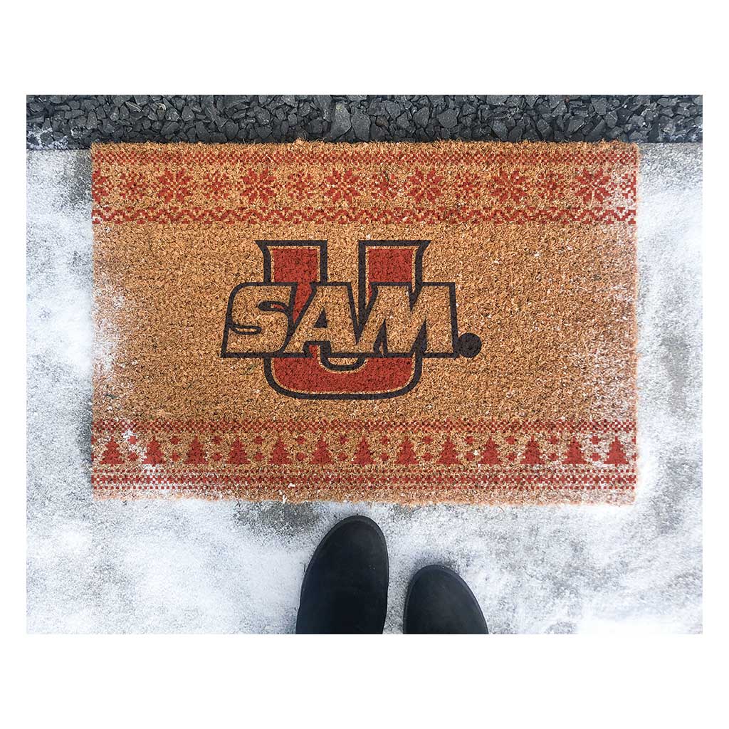 Team Coir Doormat Holiday Logo Samford Bulldogs