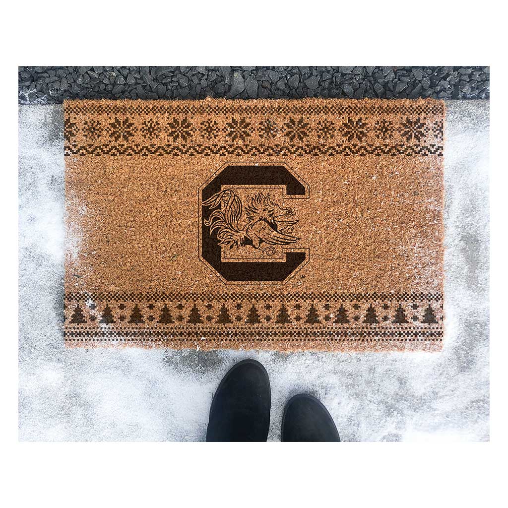 Team Coir Doormat Holiday Logo South Carolina Gamecocks