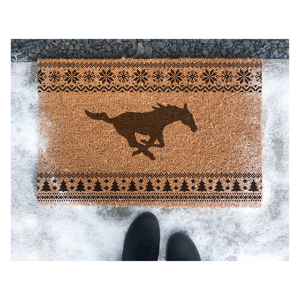 Team Coir Doormat Holiday Logo Southern Methodist Mustangs