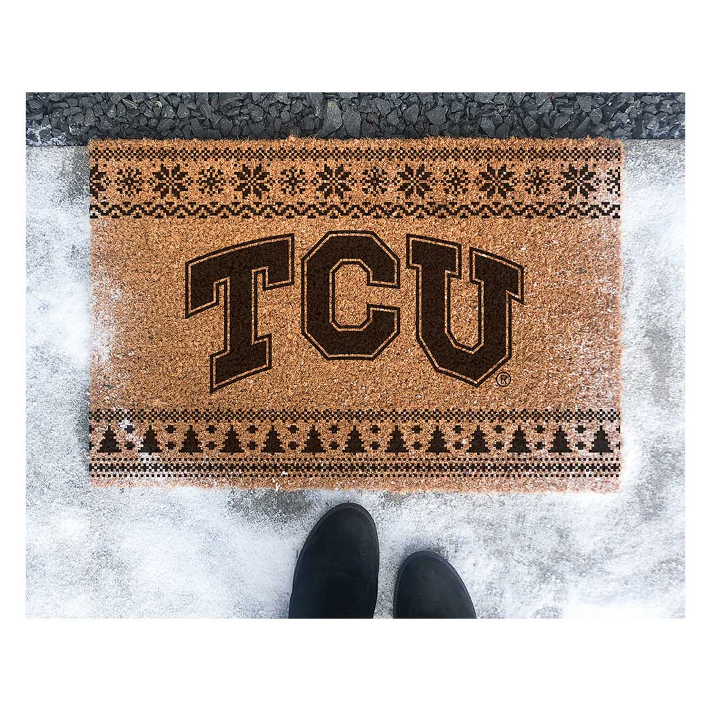 Team Coir Doormat Holiday Logo Texas Christian Horned Frogs