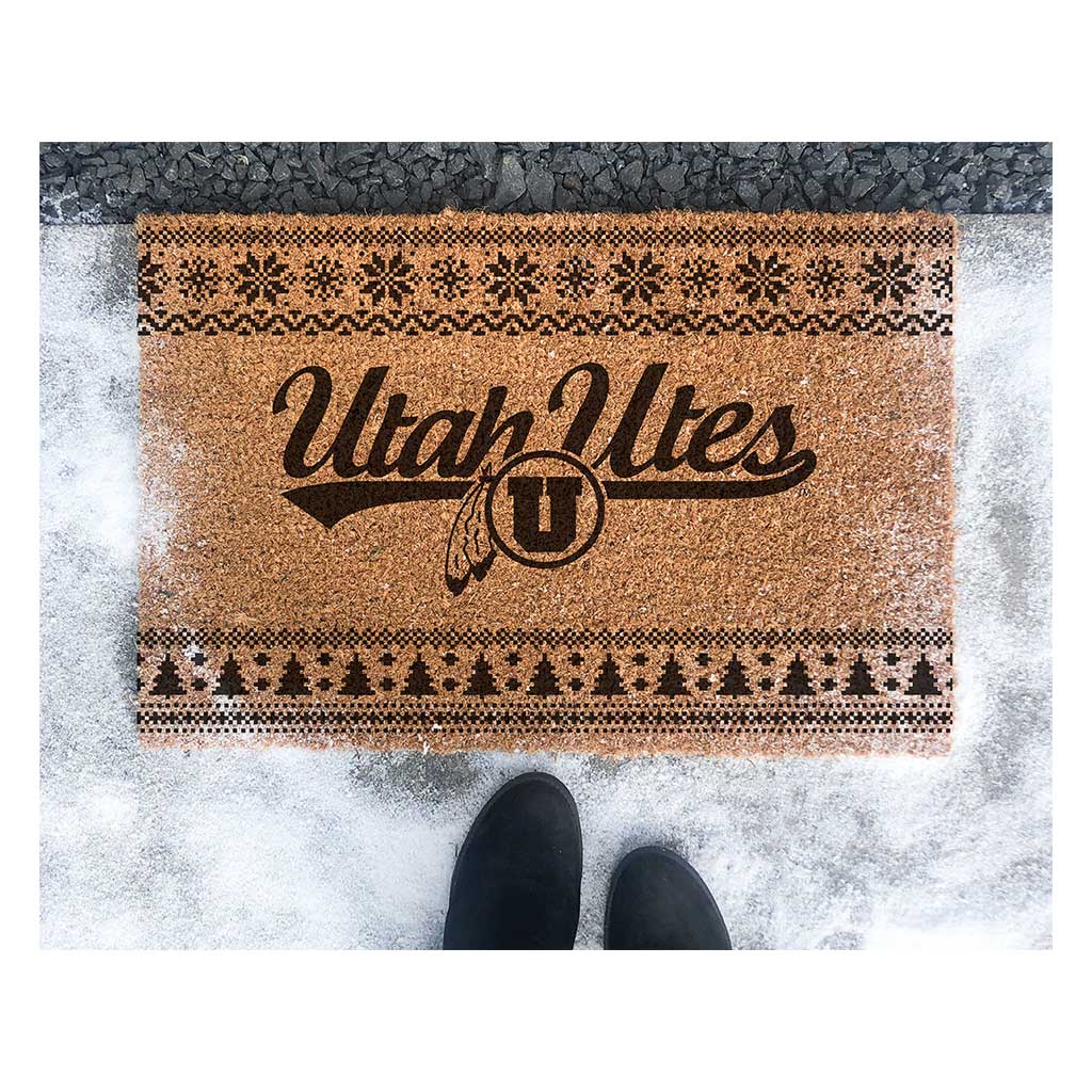 Team Coir Doormat Holiday Logo Utah Running Utes