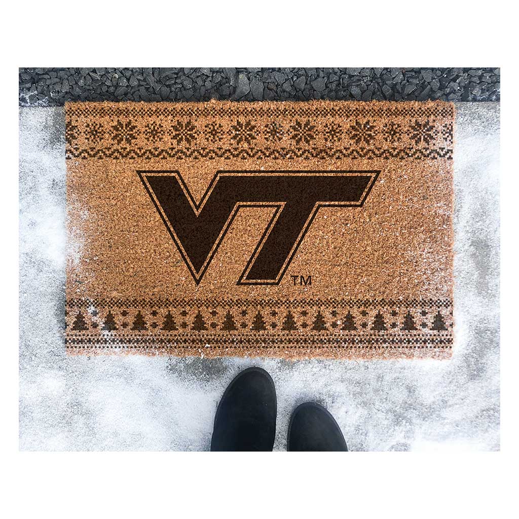 Team Coir Doormat Holiday Logo Virginia Tech Hokies