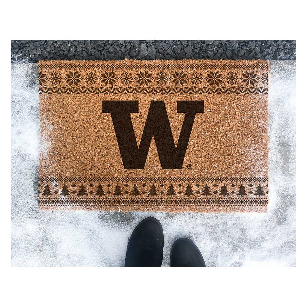 Team Coir Doormat Holiday Logo Washington Huskies