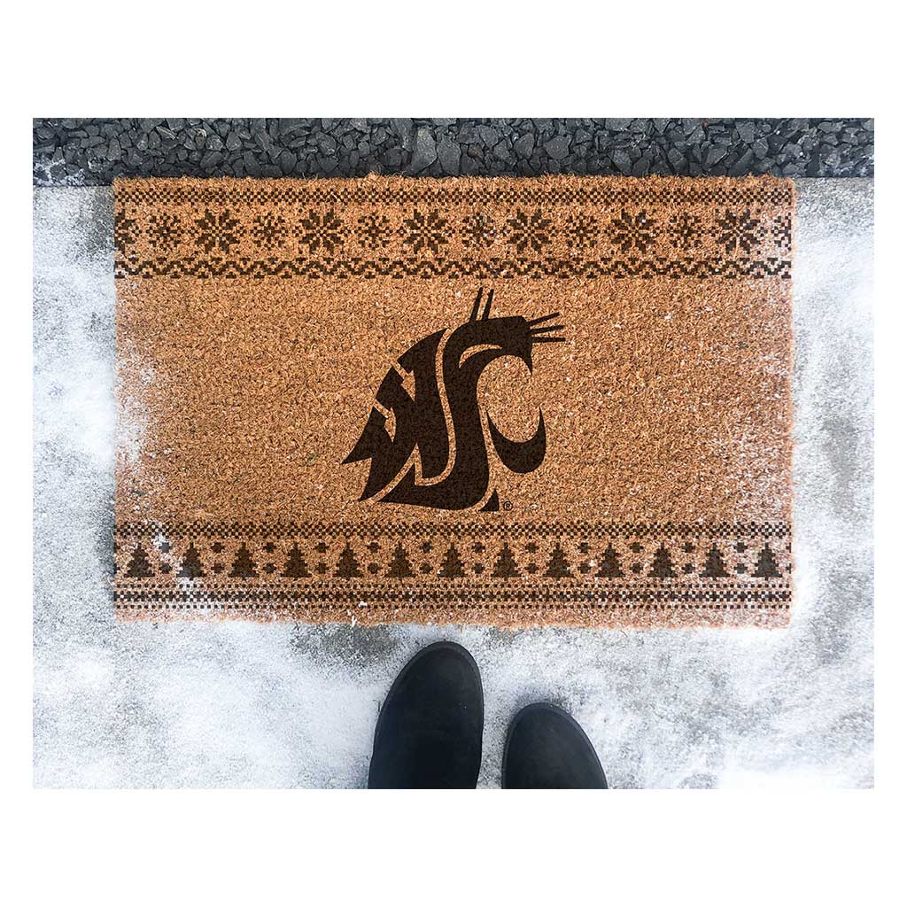 Team Coir Doormat Holiday Logo Washington State Cougars