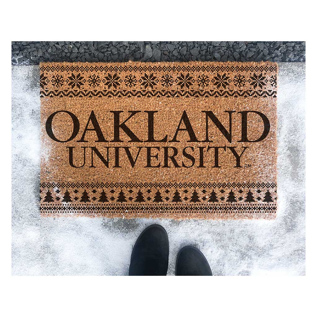 Team Coir Doormat Holiday Logo Oakland University Golden Grizzlies