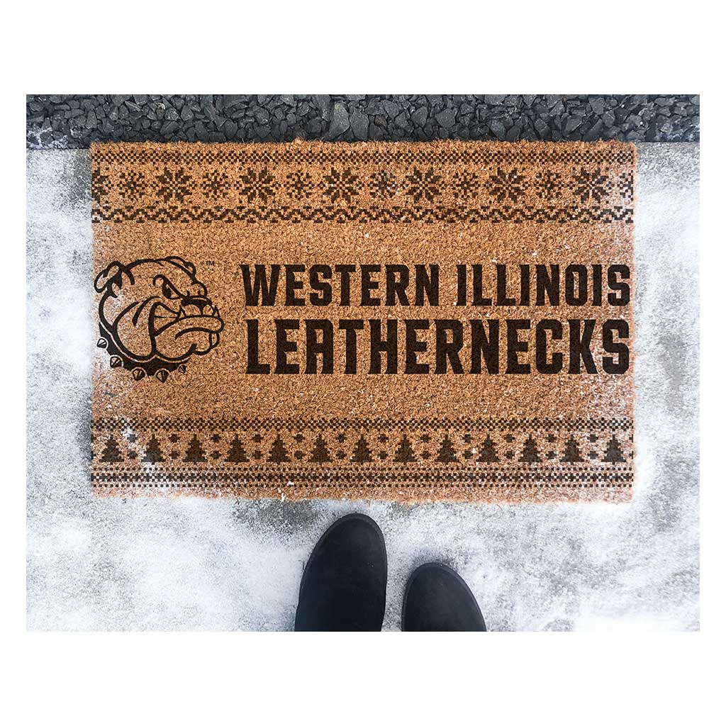 Team Coir Doormat Holiday Logo Western Illinois Leathernecks