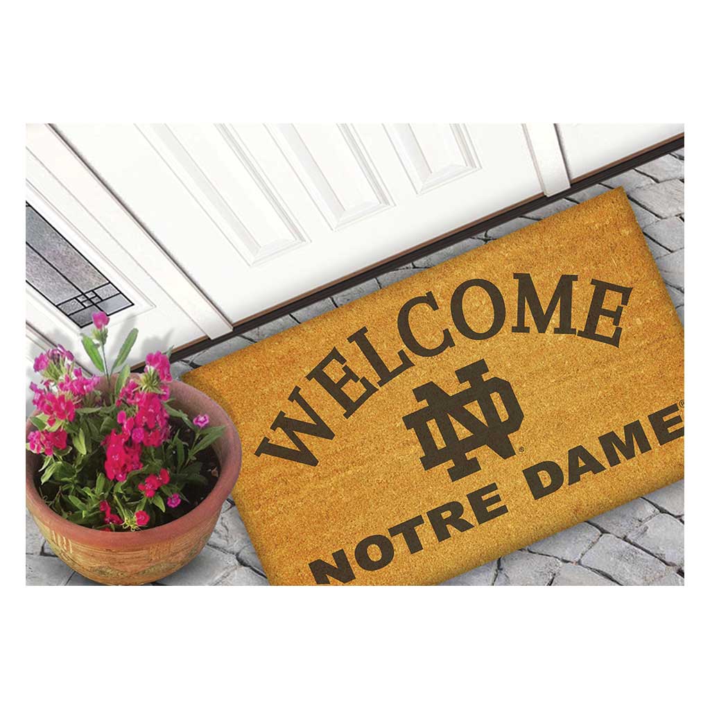 Team Coir Doormat Welcome With Logo Notre Dame Fighting Irish