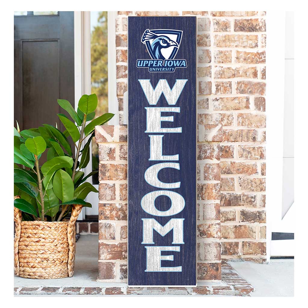 11x46 Leaning Sign Welcome Upper Iowa University Peacocks