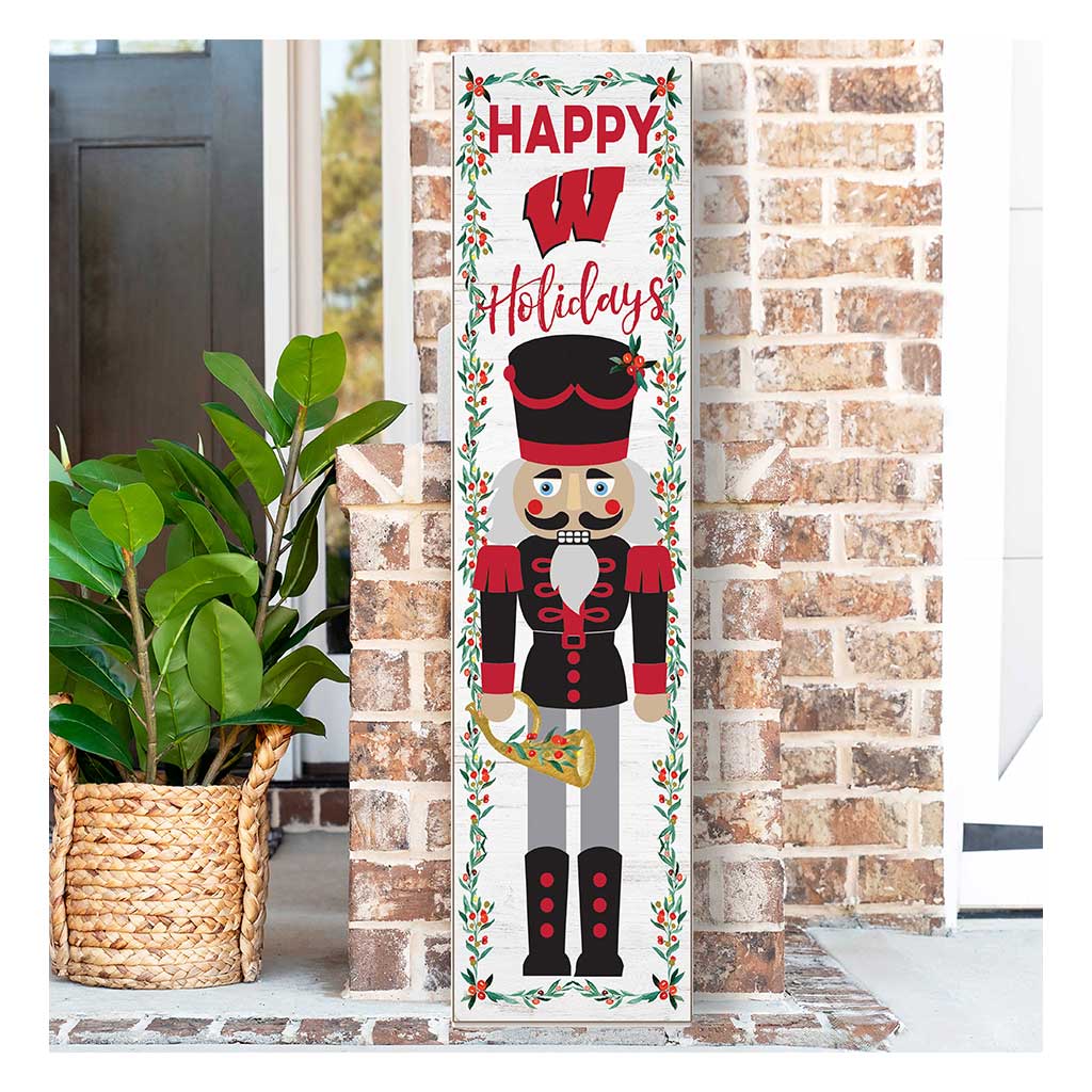 11x46 Leaning Sign Nutcracker Wisconsin Badgers