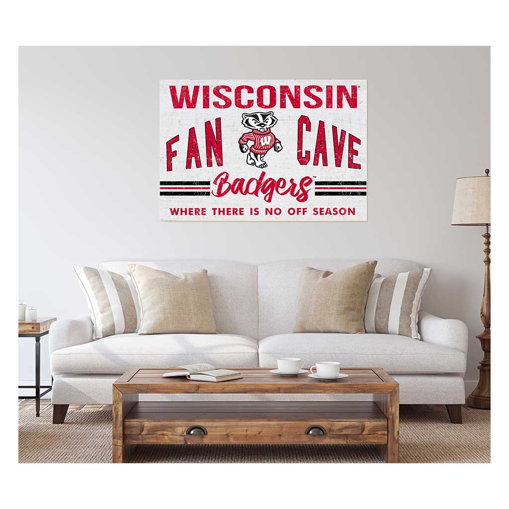 24x34 Retro Fan Cave Sign Wisconsin Badgers