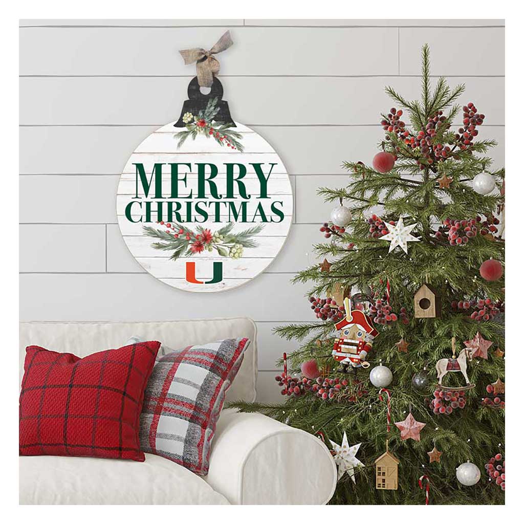 20 Inch Merry Christmas Ornament Sign Miami Hurricanes