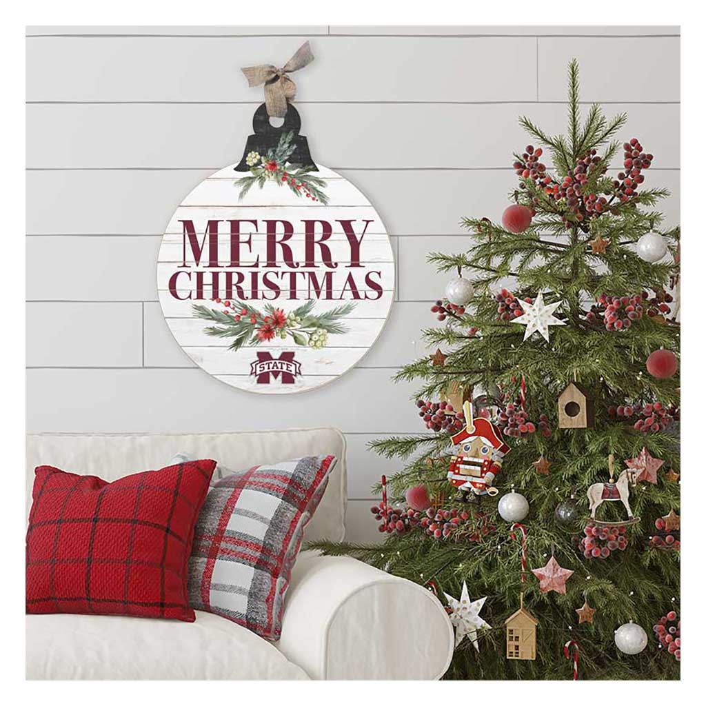20 Inch Merry Christmas Ornament Sign Mississippi State Bulldogs