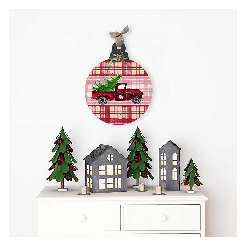 10 Inch Christmas Truck Ornament Sign Oklahoma Sooners