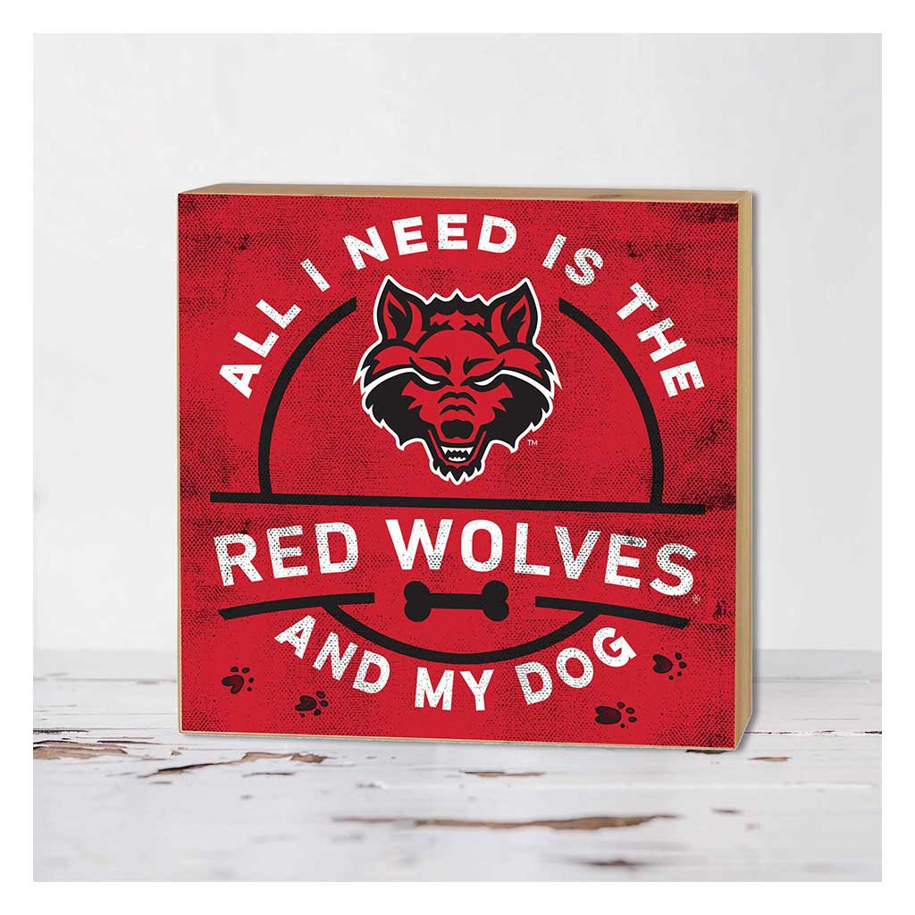 5x5 Block All I Need is Dog and Arkansas State Red Wolves