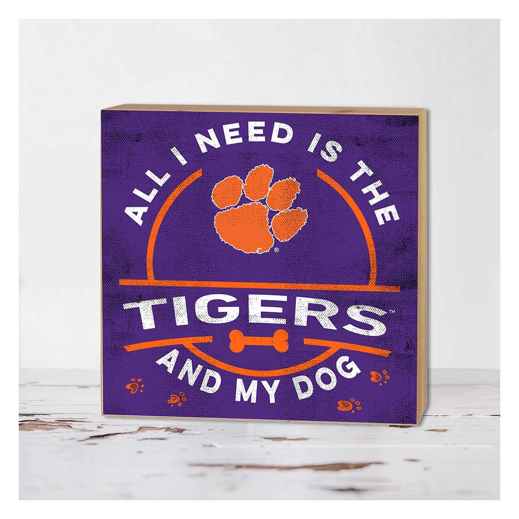 5x5 Block All I Need is Dog and Clemson Tigers
