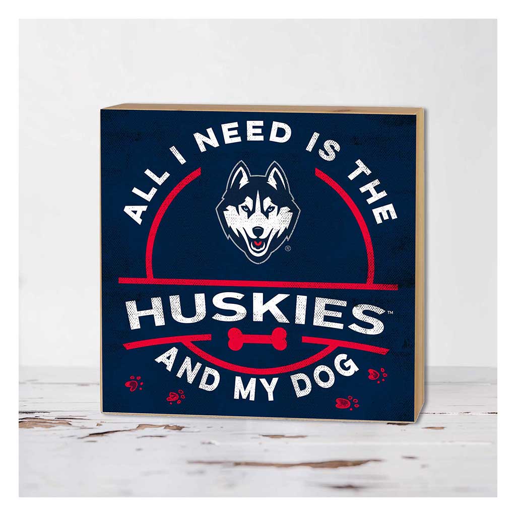 5x5 Block All I Need is Dog and Connecticut Huskies