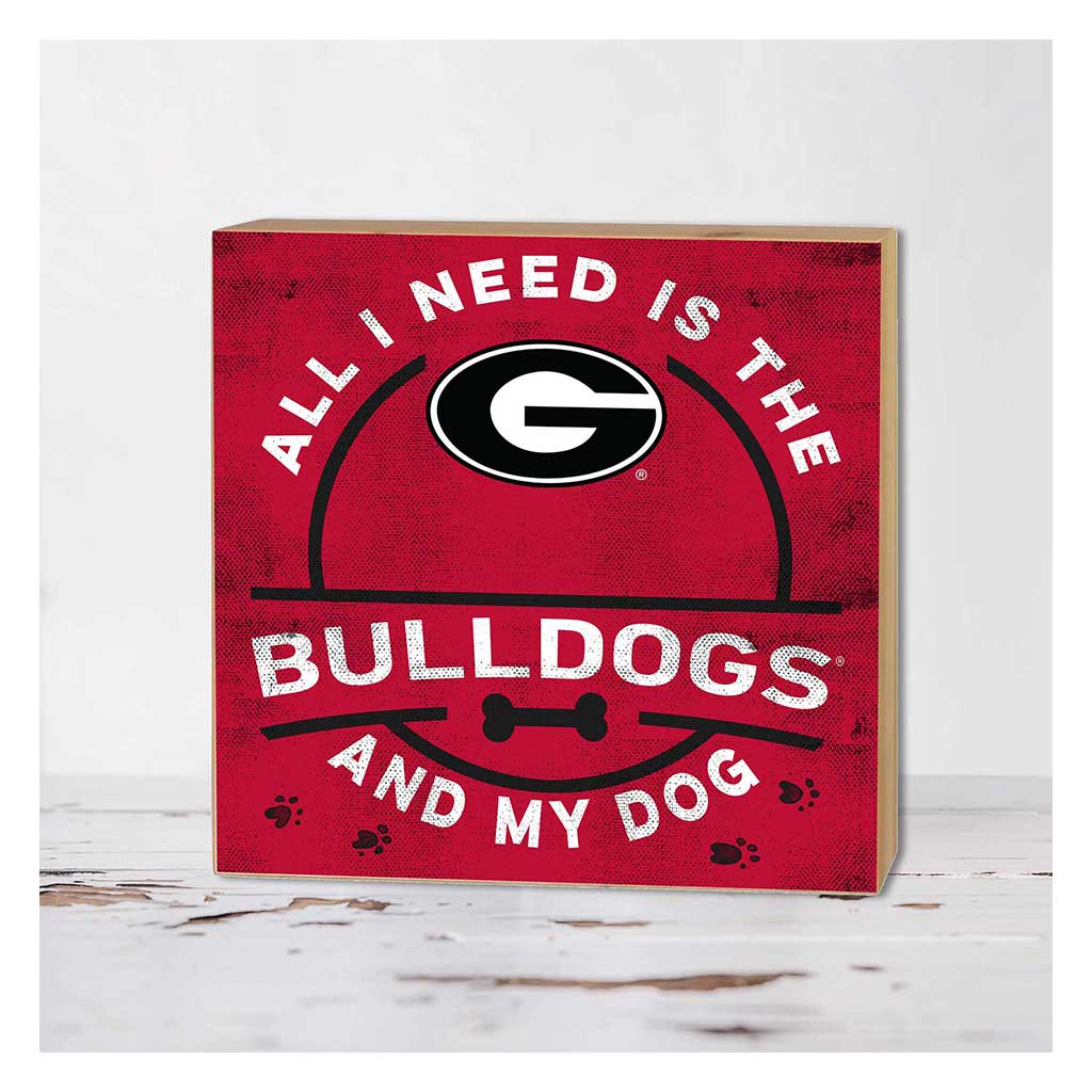5x5 Block All I Need is Dog and Georgia Bulldogs