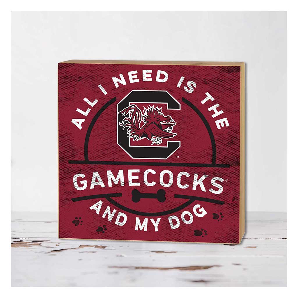 5x5 Block All I Need is Dog and South Carolina Gamecocks