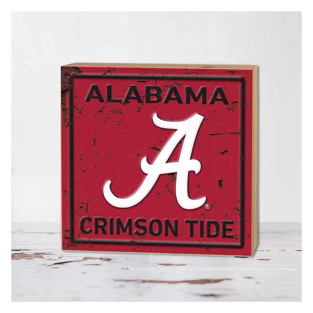 5x5 Block Faux Rusted Tin Alabama Crimson Tide