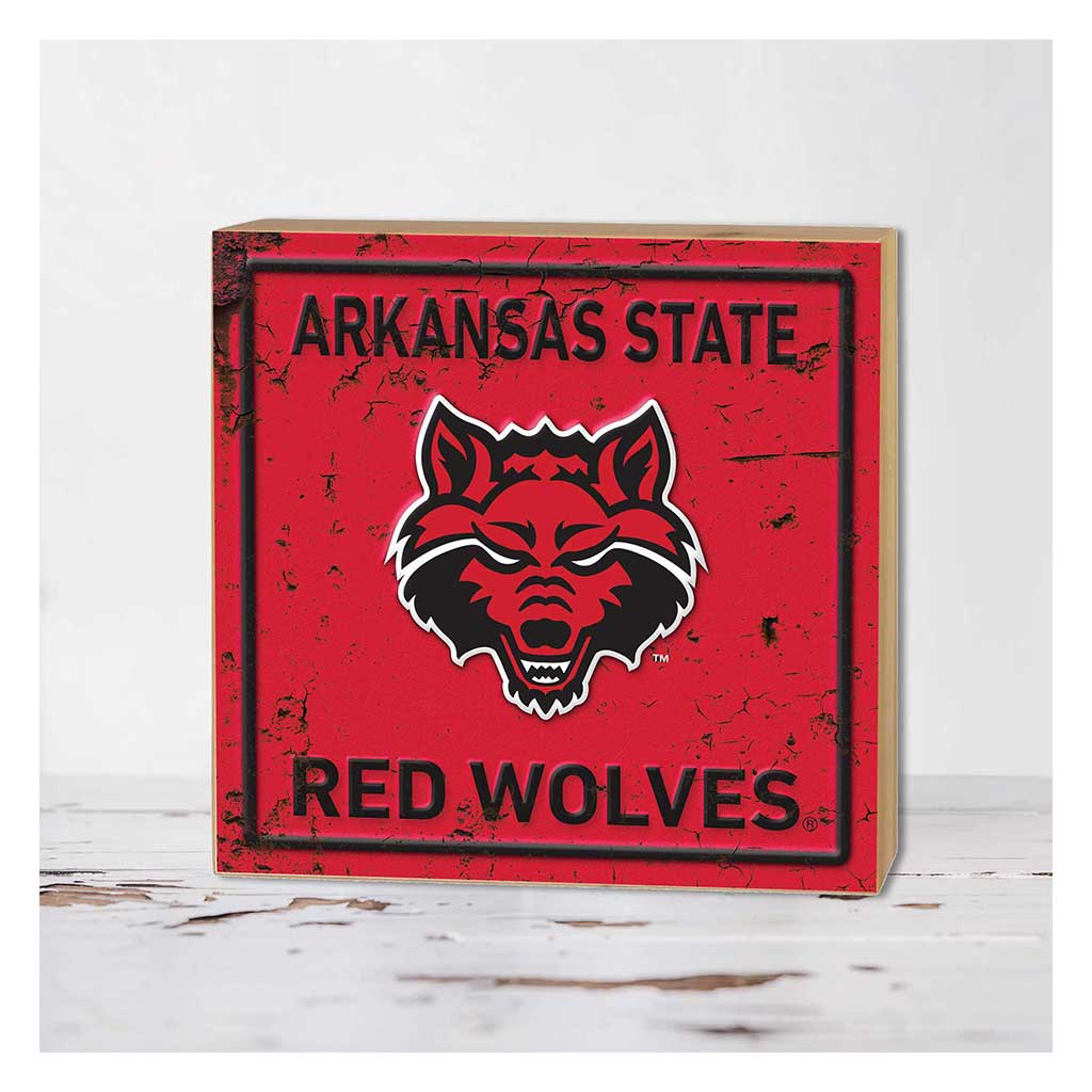 5x5 Block Faux Rusted Tin Arkansas State Red Wolves