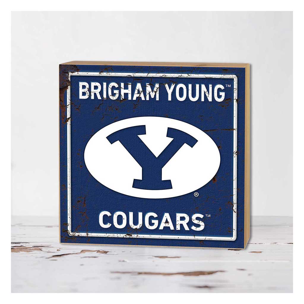 5x5 Block Faux Rusted Tin Brigham Young Cougars