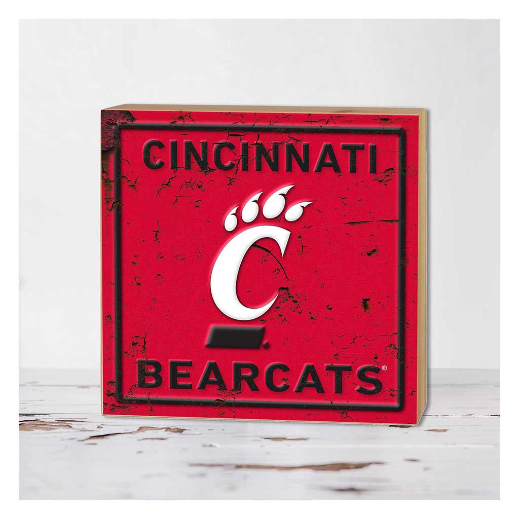 5x5 Block Faux Rusted Tin Cincinnati Bearcats