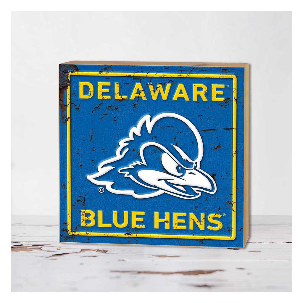 5x5 Block Faux Rusted Tin Delaware Fightin Blue Hens