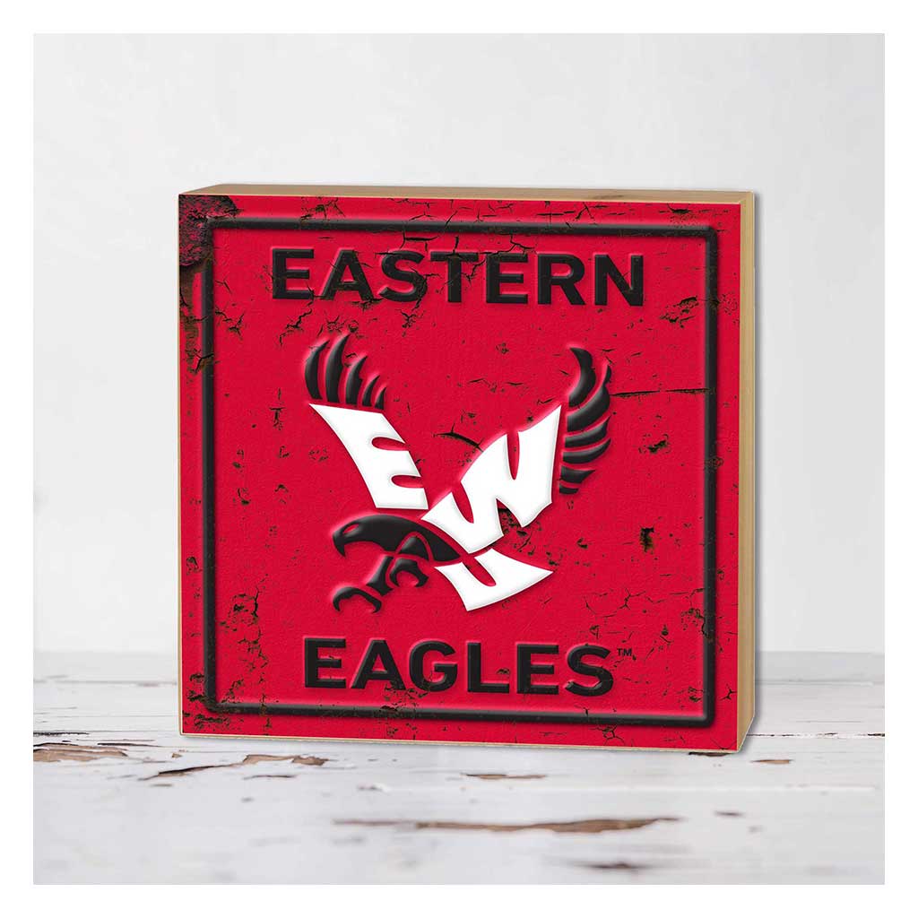 5x5 Block Faux Rusted Tin Eastern Washington Eagles