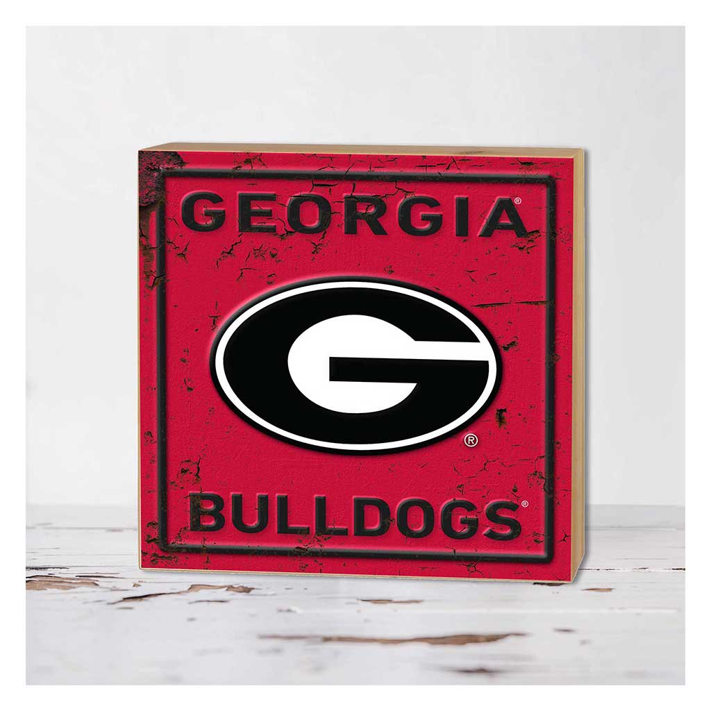 5x5 Block Faux Rusted Tin Georgia Bulldogs