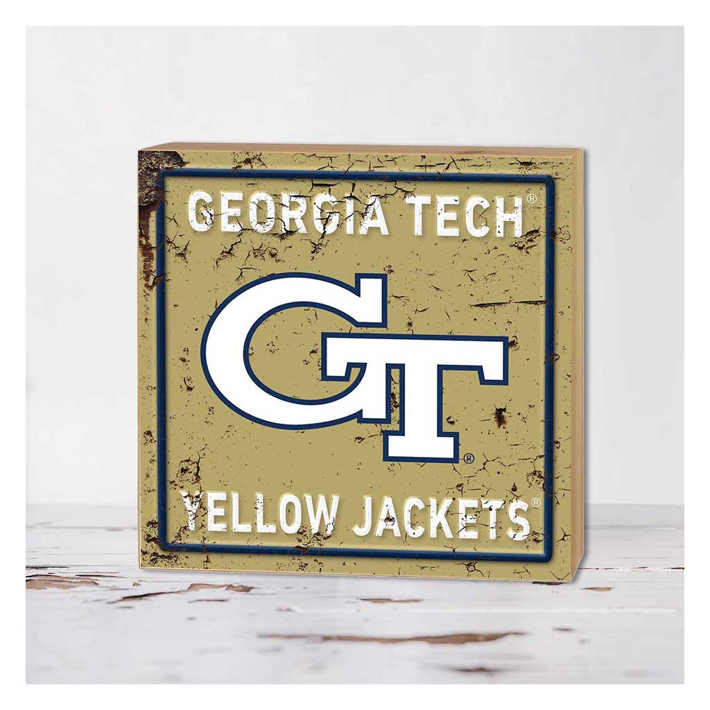 5x5 Block Faux Rusted Tin Georgia Tech Yellow Jackets