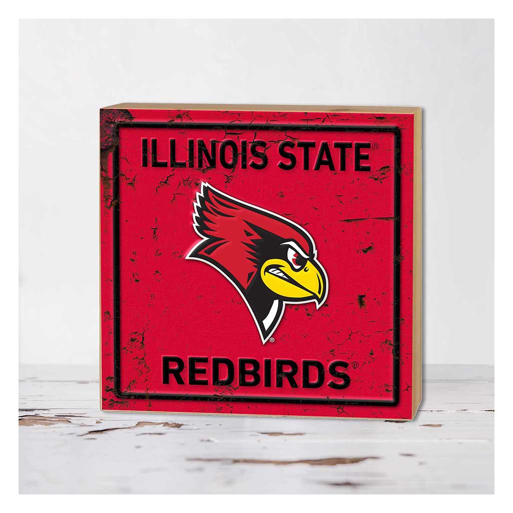5x5 Block Faux Rusted Tin Illinois State Redbirds