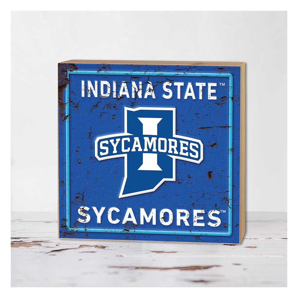 5x5 Block Faux Rusted Tin Indiana State Sycamores