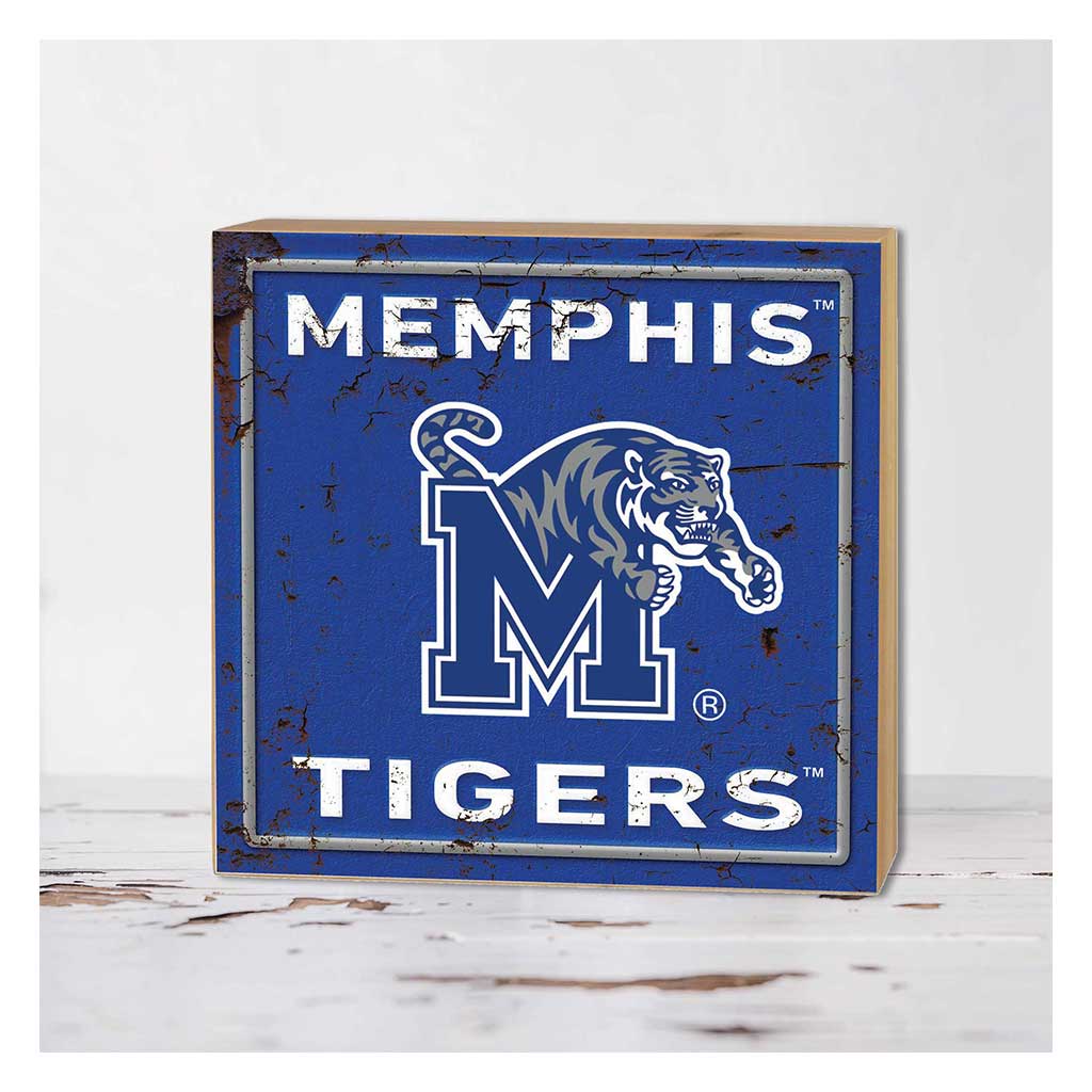 5x5 Block Faux Rusted Tin Memphis Tigers