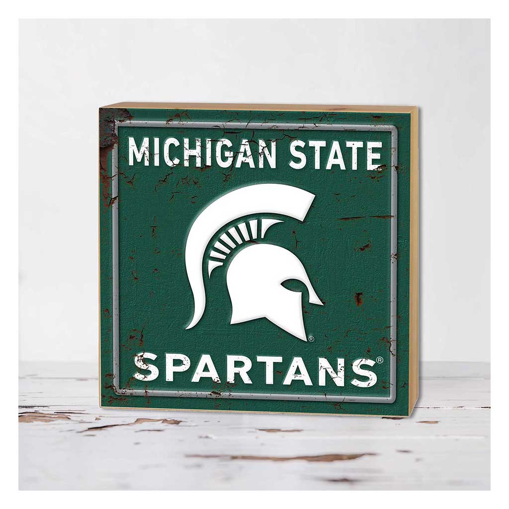 5x5 Block Faux Rusted Tin Michigan State Spartans