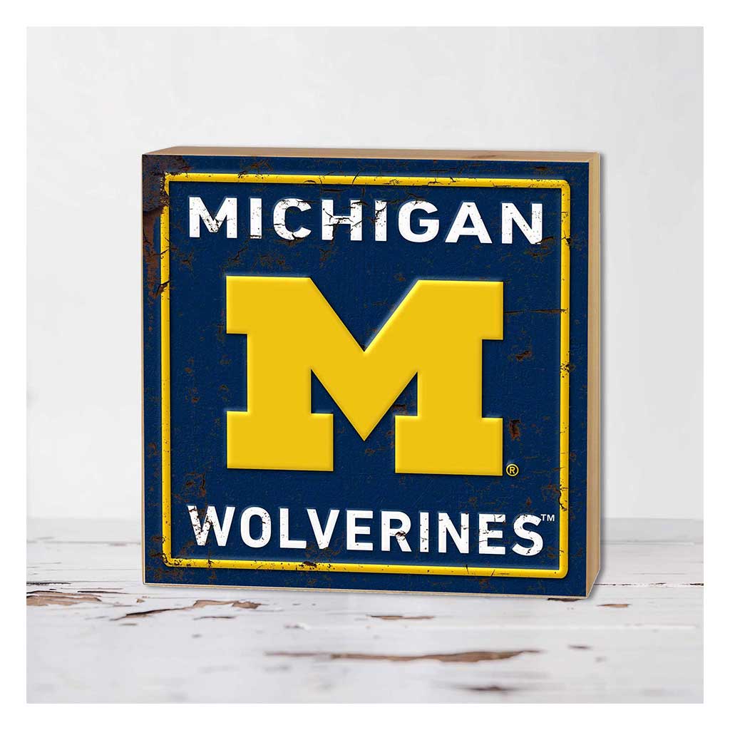 5x5 Block Faux Rusted Tin Michigan Wolverines