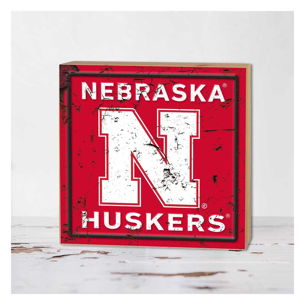 5x5 Block Faux Rusted Tin Nebraska Cornhuskers