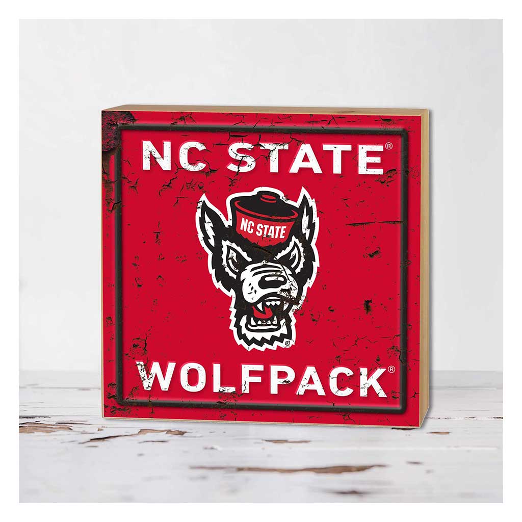 5x5 Block Faux Rusted Tin North Carolina State Wolfpack